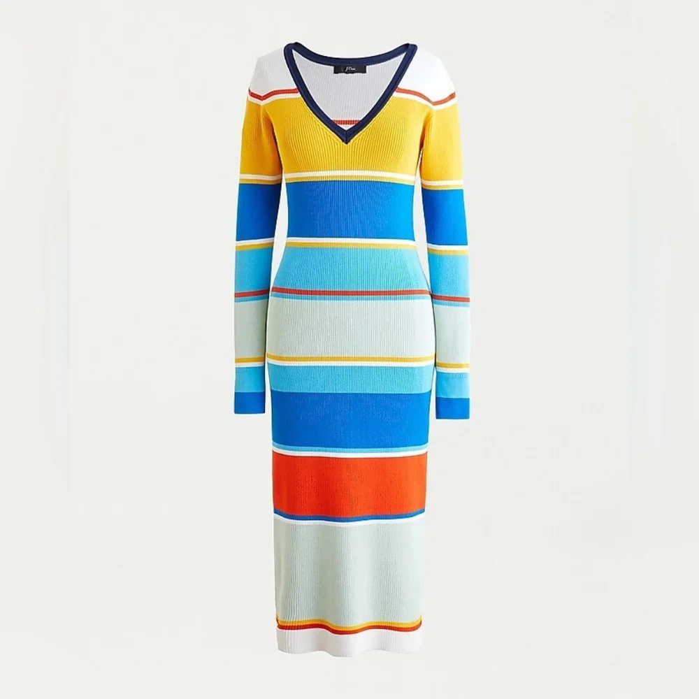 J.Crew Ribbed sweater-dress in stripe - Picture 1 of 13